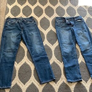 Two pairs of American Eagle stretch x jeans